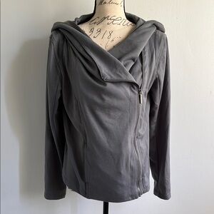 DKNY Jeans Gray Moto Style Zippered Hoodie Jacket Size Large